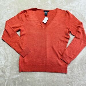 New York & Company Rust V-Neck Sweater